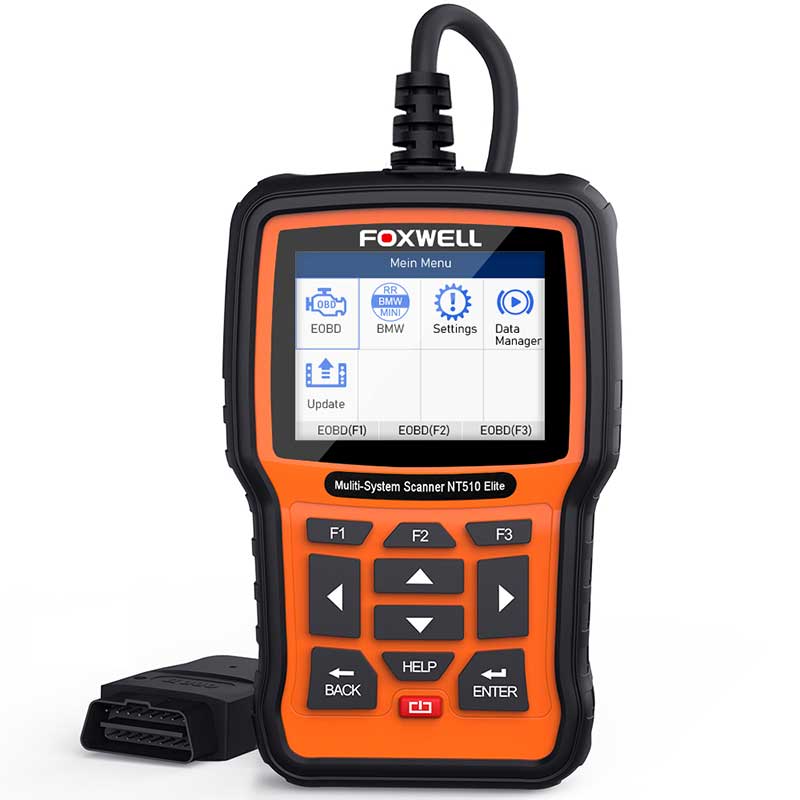 FOXWELL NT510 Elite All System Bi-Directional Test OBD2 Diagnostic Tool With EPB Oil Reset SRS SAS TPS Active Test Battery Registration 