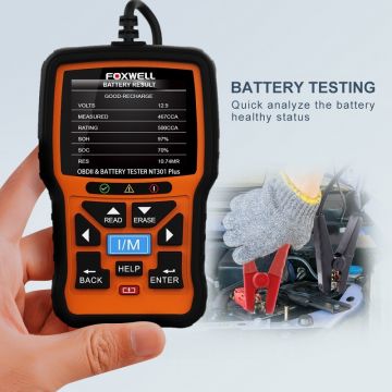 FOXWELL NT301 Plus Car OBD2 Scanner 12V Battery Tester O2 Monitor Scan Tools Engine Code Reader for OBDII Cars -Obdzon-5