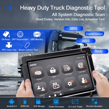 ANCEL X7HD Heavy Duty Truck 12V 24V Full System Diagnostic Tool 15 Special Functions Coding Programming  Active Test/Bi-directional Control Reset -Obdzon-1