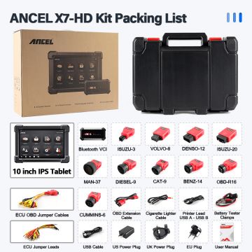 ANCEL X7 HD Heavy Duty Truck 12V 24V Full System Diagnostic Tool 15 Special Functions Coding Programming  Active Test/Bi-directional Control Reset -Obdzon-4