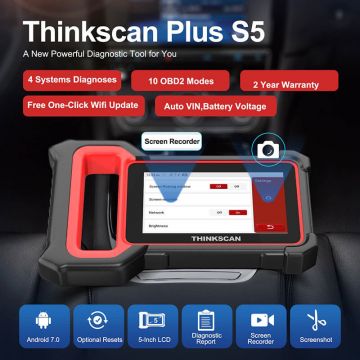 Thinkcar Thinkscan Plus S5 ABS SRS Transmission Engine Diagnostic Tool 4 System Touch Screen Android Scan Tool Support Lifetime Free Update-Obdzon-2