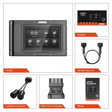 ANCEL HD3400 Heavy Truck Engine Diagnostic Scanner For Cummins CAT Detroit Paccar  All System DPF Regeneration Support 2 in 1 Truck And  Car Diagnostic -Obdzon-4