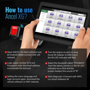 ANCEL X6 Bluetooth Tablet All System Car Diagnostic Tool With SAS EPB Oil ABS DPF TPS BMS TPMS IMMO Active Test  Auto OBD2 Tool -Obdzon-4