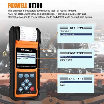 FOXWELL BT780 Car Battery Load Tester for 6V 12V 24V Cranking AGM GEL EBP Batteries Analyzer Built-in Printer-Obdzon-1