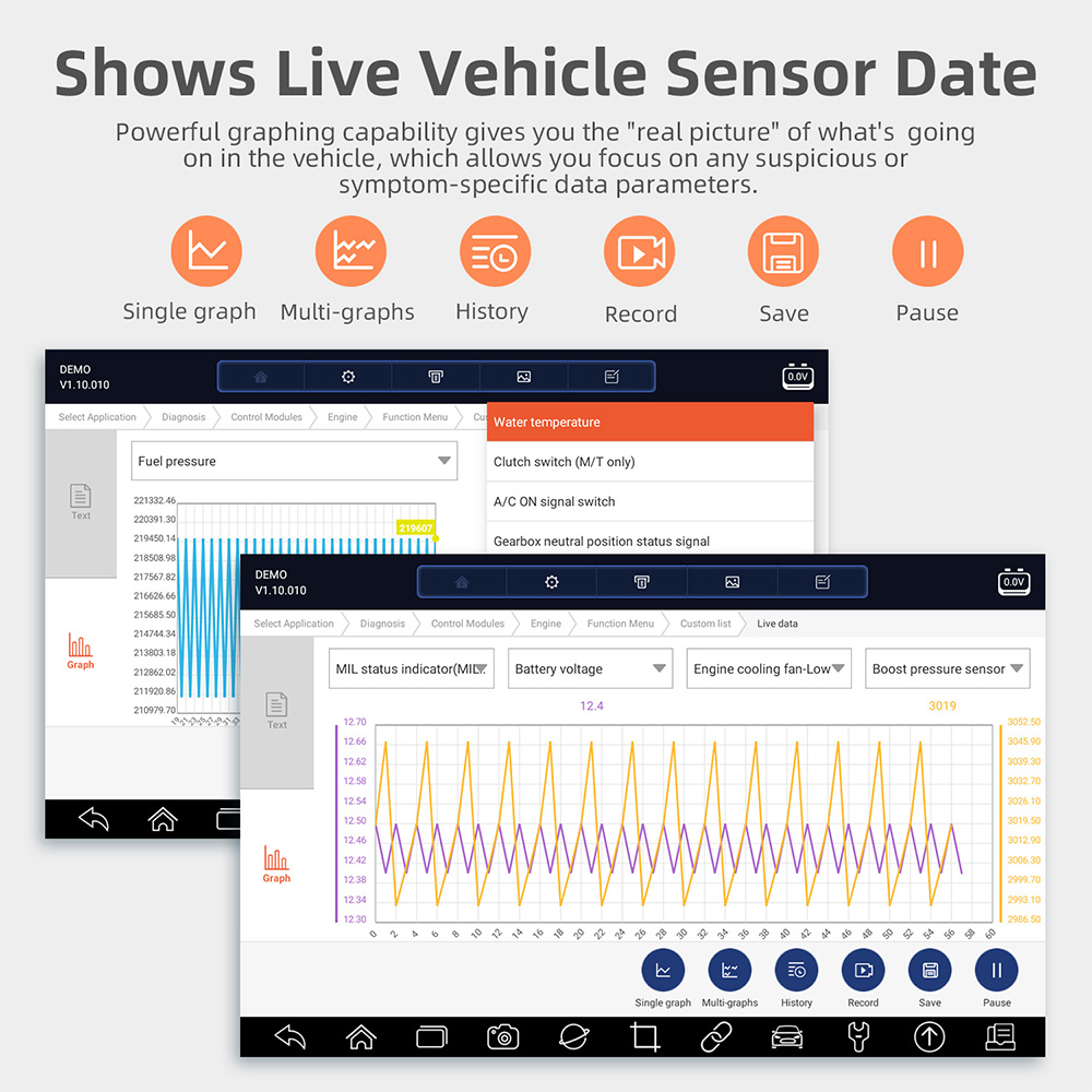 GT65 supports show Live vehicle sensor date