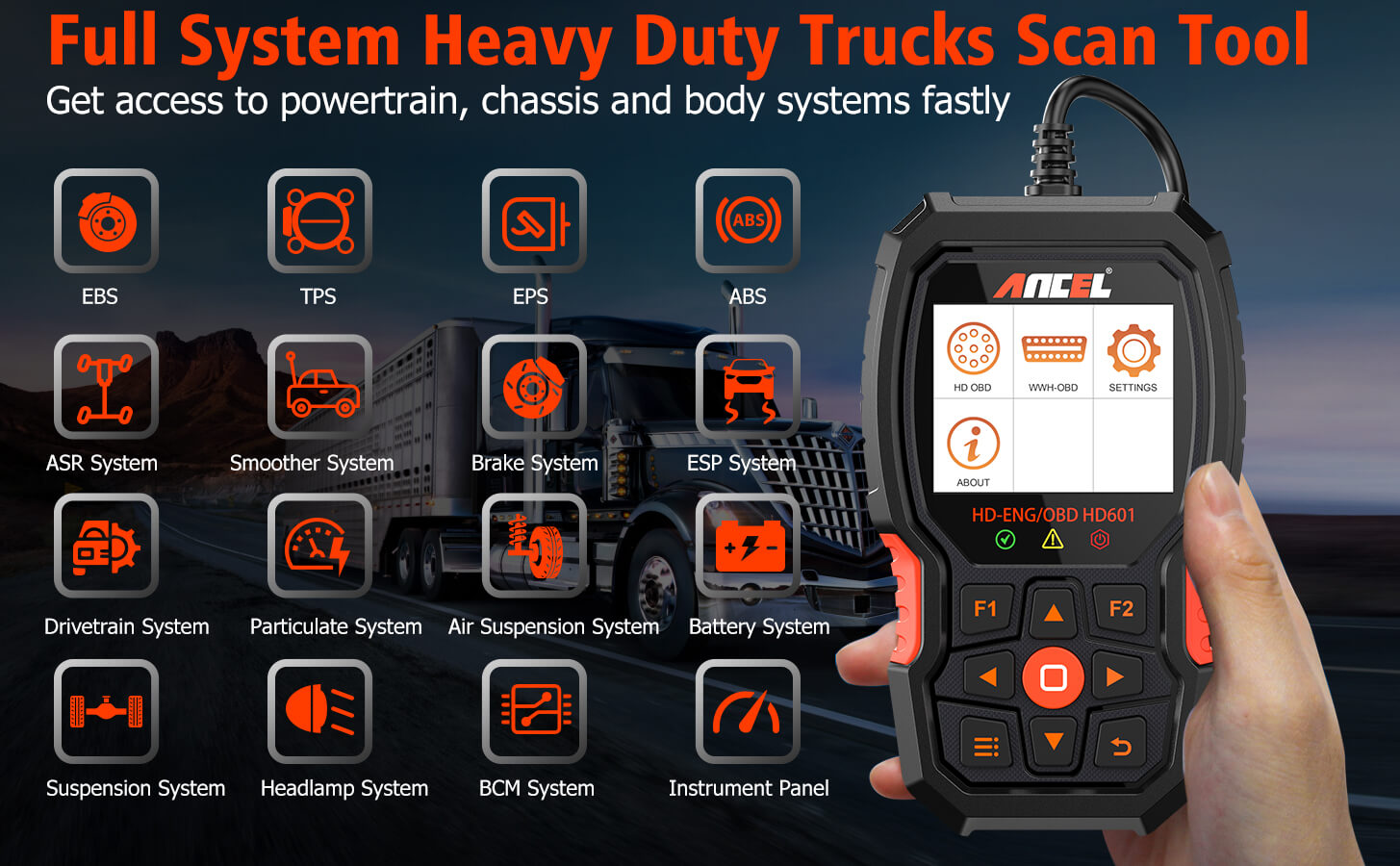 ANCEL HD601 Heavy Duty Truck Scanner